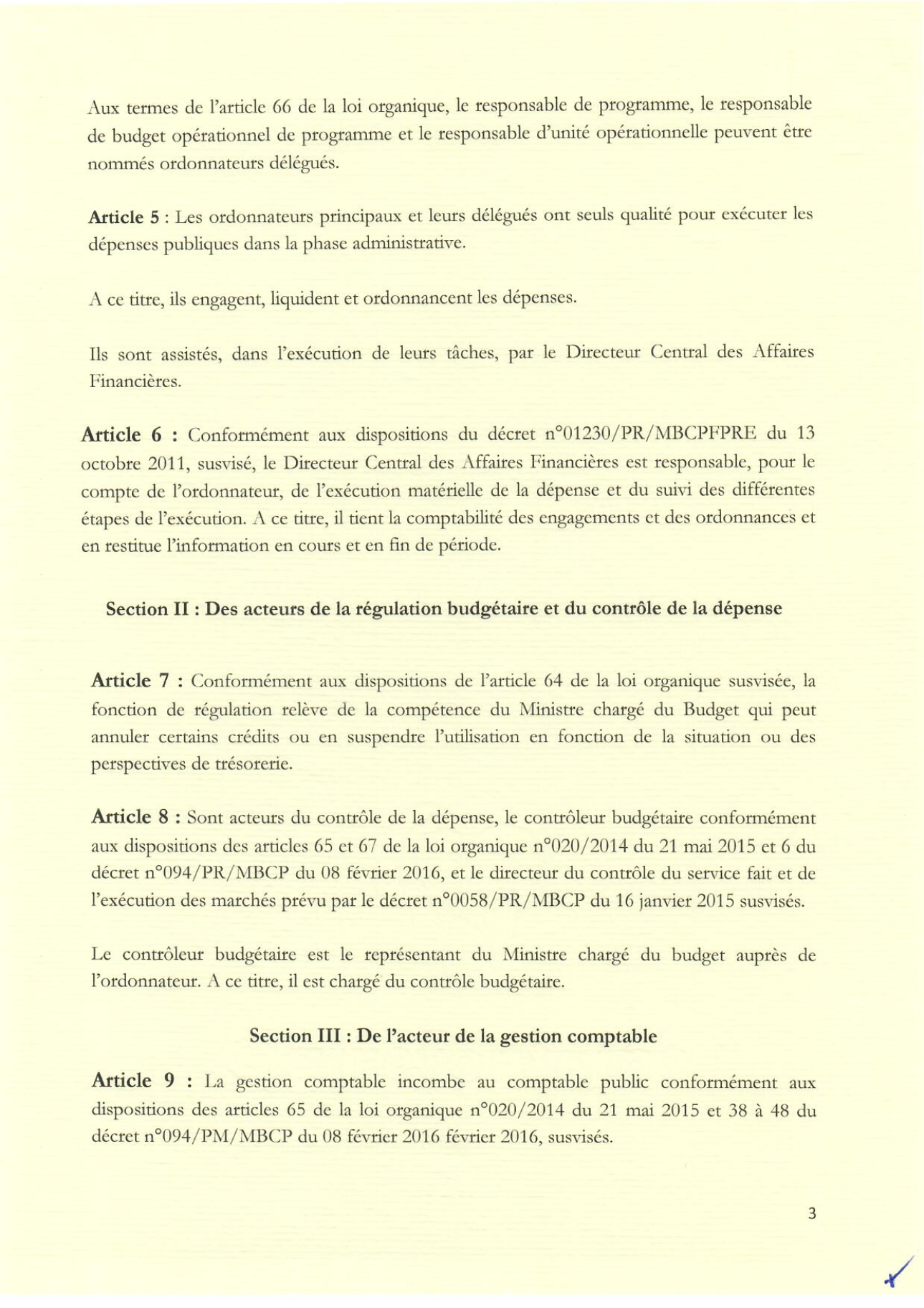 Arrêté fixant procédure d'exécution des dépenses (3)